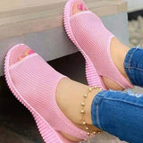Breakj Summer New Thick-Soled Net Surface Knitted Fish Mouth Women's Sandals Large-Size One-Legged Pedal Women's