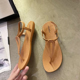 New Women's One-line Strap Sandals Roman Fashion Flat Sandals Casual Beach Sandals Women Ladies Shoes