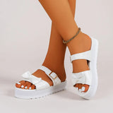Summer New Thick-Soled Sandals Flat-Soled One-Font Solid-Color Bow-Tie Women's Large Slippers Size