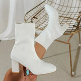 Breakj Boots 2025 New Autumn/Winter Sharp Head Weaving Big Size Women's Boots Coarse High Heel Middle-T-Big-Hee Thin-Skinned Socks