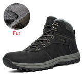 Non-slip Winter Plush Warm Men Boots Waterproof Leather Men Snow Boots Working Men Ankle Boots High Top Men Shoes