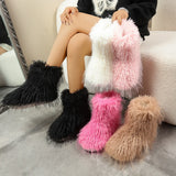 Breakj Hairy Boots Winter Warm Plus Velvet Boots Fashion Casual Snow Boots