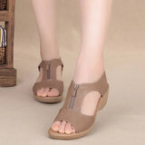 2022 Summer Women Sandals Zipper Wedge Sandals Plus Size Sandals Flat Women Shoes Sandals Ladies Roman Sandals zapatos de