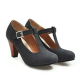 EDEELVEEYS Womens T-Strap Round Toe Mary Jane Pumps Vintage Heels Chunky Costume Dress Swing Shoes Black Gray Purple Plus