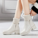 Martin Boots Women's English Style Velvet Rice White Wool Mouth Flat-Soled Short Boots Women's Anti-Skid Thick-Soled Warm Cotton