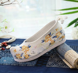 Breakj Shoes Hanfu Shoes Ancient Style Female Embroidered Cloth Shoes Inside The Raised Head Ancient Costume Shoes Cloth Shoes