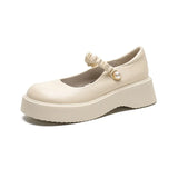 Breakj New Platform Platform Small Leather Shoes Female Shallow Mouth Mary Jane Single Shoes Retro British Style Happy Shoes