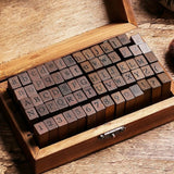 Number Alphabet Combination Letter Stamp Diary Ablum Wedding Letter Wood Rubber Stamp Set with Vintage Wooden Box