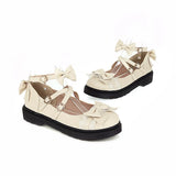 Women Fashion Low Heel Bow Rivet Buckle Strap Platform Lace Ruffles Round Toe Elegant Cosplay Lolita Mary Janes Shoes