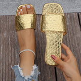 2025 New Summer Wear High-Level Sense Of High-Level Drag Head Flat Bottom Lady Cold Slippers