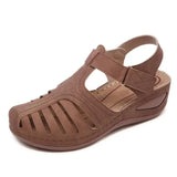 Women's Sandals Summer Ladies Girls Leather Vintage Sandals Buckle Casual Sewing Women Shoes Solid Female Ladies Platform