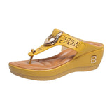 Breakj Size Slope With Hollow Toe Slippers Female Thick Bottom Buckle Lightweight Beach