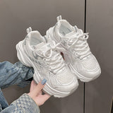 Small White Shoes Female Online Celebrities Breathable 2024 New Heightened Leisure Daddy Shoes All Kinds Of Lightweight Sports
