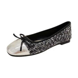 Doudou Shoes Square Head Shallow Mouth 2023 Spring New Korean Flat-Bottomed Bow Lazy Mary Jane Single