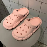 Sandals Cloud Shape Design Thicken EVA Sole Light Leisure Beach Garden Hole Shoes for Ladies Flat