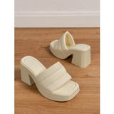 Table Thick Bottom Cool Slippers Women Wear A Word Slippers 2025 New Thick Heel Women's