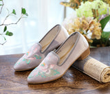 Breakj Grain Bottom Square With Muller Single Shoes Lotus Embroidered Cloth Shoes Bright Silk Cloth Fashion A Foot Pedal Women's