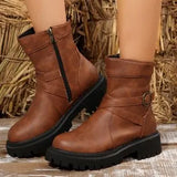 2025 Autumn And Winter New Large-Size Martin Boots Coarse And Fashion Martin Boots Thick Bottom Boots Round Head