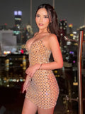 High-End Women's Sexy Ass Low-Chested Sling Dress Heavy Industry Hot-Drilled Banquet Dress Dress