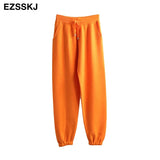 Women Elastic Waist Drawstring Trousers Thick Track warm sweater Pants Autumn Winter Sport swear Women'S Pants