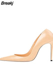 High Heels Women Shoes Pumps 12 cm Stilettos Shoes For Women PU Leather Wedding Shoes brown nude black YG001