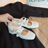 2024 New Mary Jane Women's Shoes With Retro Square Head And Thick Heels With British Students Buckle Fashionable High-Heeled Single