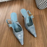 Breakj Summer New Summer Children Fashion Temperament Denim Cloth Leopard Single Shoes Women's Fine Heel