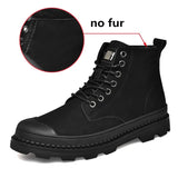 Winter Men Boots Genuine Leather Rubber Ankle Boots Men Outdoor Winter Work Shoes Military Fur Snow Boots for Men