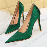 Shoes New Snake Pattern Women Pumps Sexy High Heels Party Shoes Stiletto Heels Wedding Shoes Large Size Female