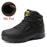 Split Leather Men Waterproof Warm Boots Men Casual Shoes Fashion Ankle Boots For Men High Top Outdoor Winter Men