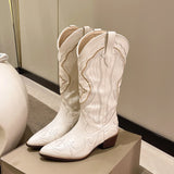 Breakj Boots Barrel Knight Boots High-Cruler Fat Rice White Pointed Autumn And Winter 2025 New Su Yin High-End V-Collar