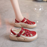 Breakj Version Of Roman Sandals Women Wear 2025 Summer New Retro Buckle Beach Shoes Head Breathable Hollow