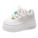 Breakj 2023 New Small White Shoes Fashion Color Beaded Color Lace Platform To Increase The Casual Women's