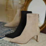 High Heel Boots Women's 2021 New Korean Style Autumn and Winter Mid Heel Stretch Thin Boots Pointed Toe Sock Boots