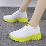 Casual Shoes Sneakers Thick Bottom Spring Summer Knitted Breathable Running Shoes Light Solid Female Vulcanized