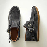 Ankle Boots Vintage Sewing Rivets Metal Buckle Ladies Leopard Women Retro Casual Soft Flock Female Plus Size Flat