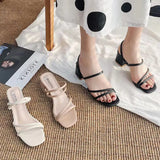 Ribbon Sandals Fairy Style 2023 New Sandals With Thick Heels And