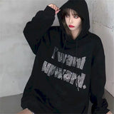 Jacket 2021 Hoodies Long Sleeve Autumn/winter Models Hot Rhinestone Letters Loose Hooded Letter Printing Sweatshirt