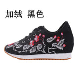Breakj Shoes, Sports Shoes Autumn And Winter Leisure Walk Shoes Lace Embroidered Cloth Shoes Inside Heighten Women's