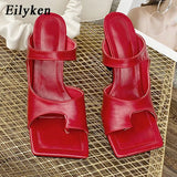 2022 New Design Women Slipper Elegant Square Toe High Heels Sandal Shoes High Quality Outdoor Slip On Dress