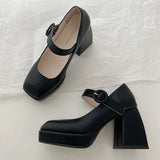 Heels Women's Thick Heels Spring New Girl Mary Jane Fashion Retro British Style All-match Height-increasing