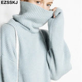 Women's Sweater Autumn Winter Warm Turtlenecks Casual Loose Oversized Lady Sweaters Knitted Pullover Top Pull