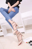 Women's Shoes 2019 Summer Pointed High-heeled Stiletto Patent Leather Rivet Single Shoes Was Thin Buckle Women's