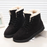 Snow Boots Flat Lace Up Winter Plus Size Platform Ladies Warm Shoes 2021 New Flock Fur Women's Suede Ankle Boots