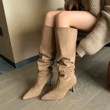 Breakj Barrel Pile Pile Boots Pointed Long Boots Women And High Boots High And Coarse Legs Over The Knee