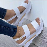 Summer New Large Size Women's Shoes Wide A Word With Sweet Wind Platform