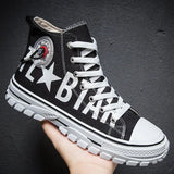 Canvas Shoes High Top Flat Shoes for Men Black White Sneakers Non-slip Shoes Canvas Sneakers Sneakers for Men Casual
