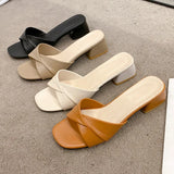 Breakj Small Square And Slippers Women 2025 Summer New Korean Version Of The Word Slippers Women's Literature And Art Simple External Wear