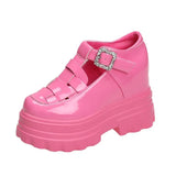 Breakj Spring And Autumn New Platform Woven Inside Increased Patent Leather Shoes Platform Sandal Women's Singles