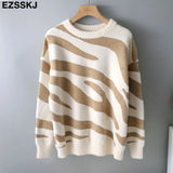 Leopard print velvet Sweater Pullovers Women winter autumn thick chic 2021 loose sweater for women long sleeve